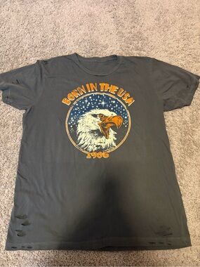Born in the USA 1986 Festival Distressed Faded Black Tee